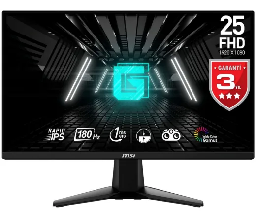 MSI 24.5 G255F 1920X1080 (FHD) 16:9 Flat Rapid IPS 180HZ 1MS Freesync Gaming Monitör
