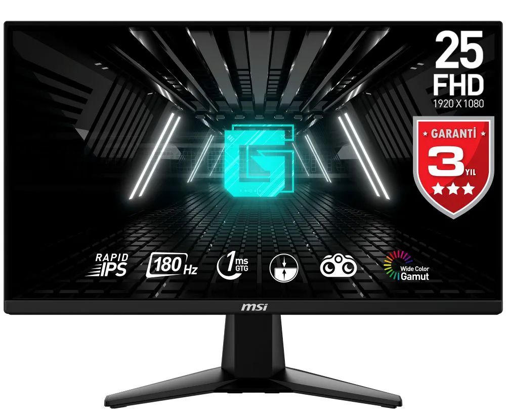 MSI 24.5 G255F 1920X1080 (FHD) 16:9 Flat Rapid IPS 180HZ 1MS Freesync Gaming Monitör