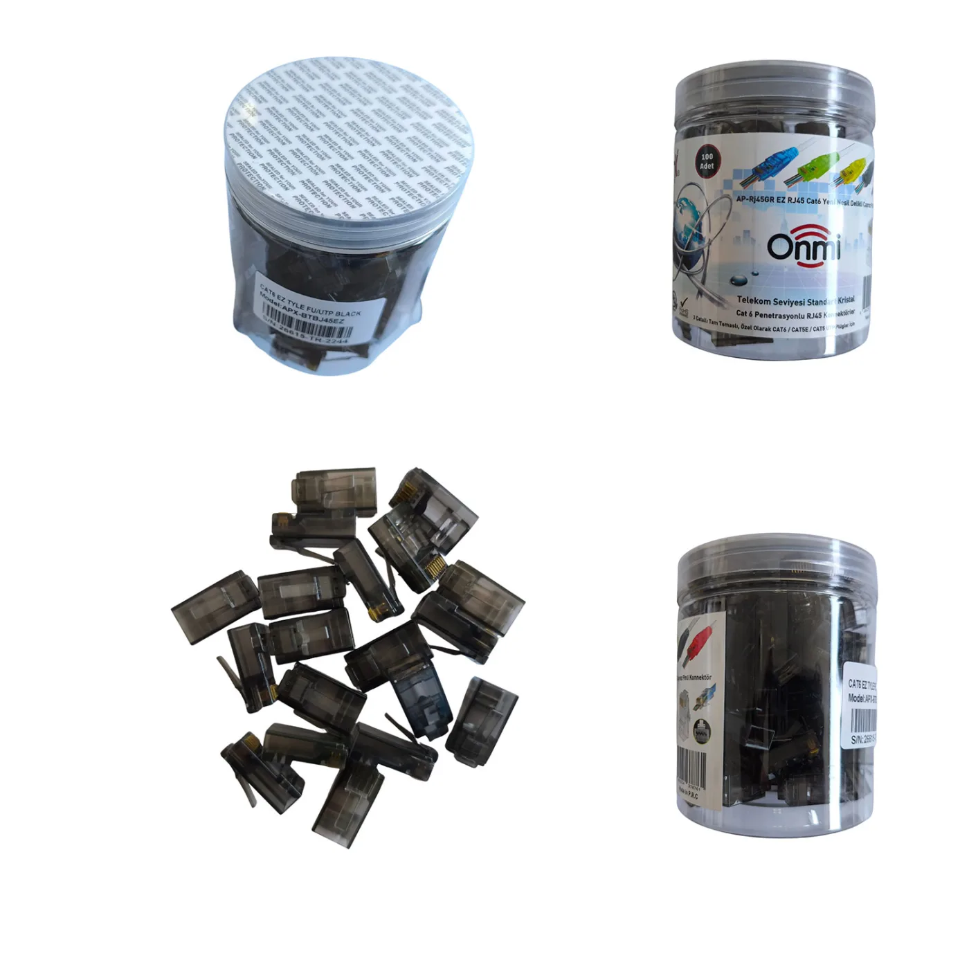 Apronx RJ-45 CAT6 UTP Siyah Yeni Nesil Bottle Modular Plug (100 Adet)