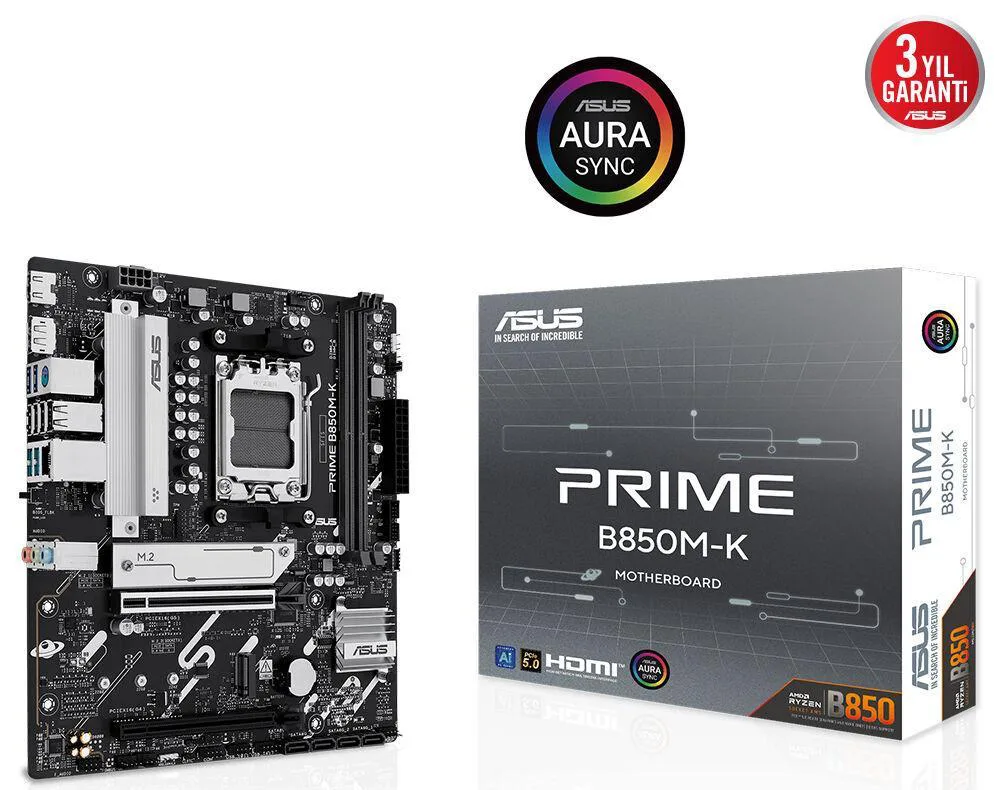 ASUS Prime B850M-K AM5 DDR5 8400MHz(OC) HDMI MATX Anakart