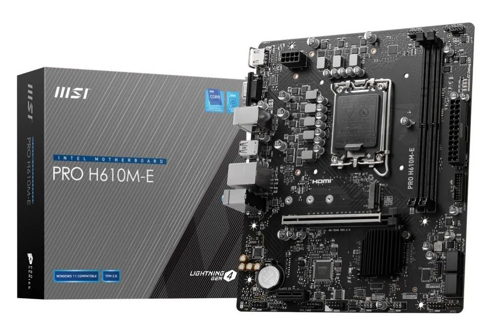 MSI PRO H610M-E 1700P DDR5 Ses GLAN HDMI/VGA SATA3 USB3.2 MATX Anakart