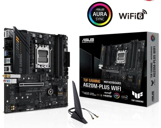 ASUS TUF Gaming A620M-PLUS WIFI AM5 DDR5 Ses GLAN 2XDP/HDMI SATA3 USB3.2 MATX Anakart