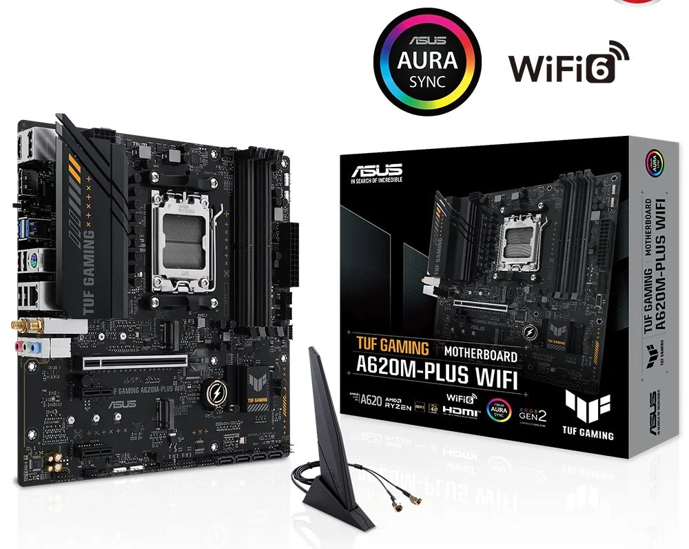 ASUS TUF Gaming A620M-PLUS WIFI AM5 DDR5 Ses GLAN 2XDP/HDMI SATA3 USB3.2 MATX Anakart