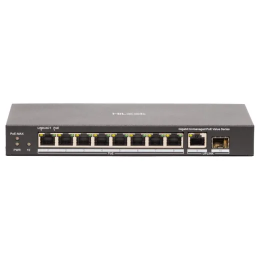 Hikvision-Hilook NS-0510P-80(B) 8X100 Mbps POE Ports, 2 X 1000 Mbps RJ45 Port 80W
