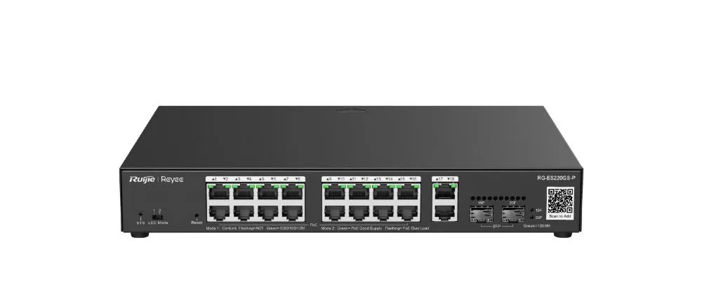 Ruijie RG-ES220GS-P 20 Port 10/100/100 16XPOE 250W +2XSFP Yönetilebilir Switch