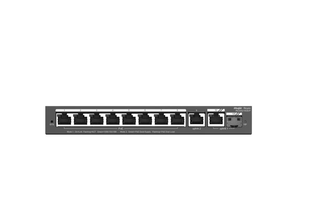 Ruijie Reyee RG-ES210GS-P 10 Port Gigabit 8XPOE 130W +1COMBO Yonetilir Switch