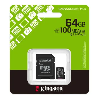 Kingston SDCS3/64GB 64GB Microsdxc Canvas Select Plus GEN3 150MB/S A1 Card + Adapter