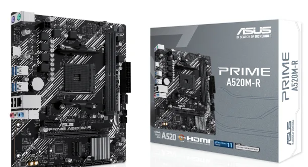 ASUS Prime A520M-R AM4 DDR4 Ses GLAN HDMI SATA3 USB2.0 MATX Anakart