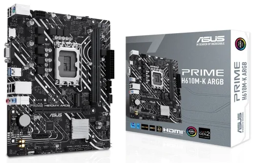 ASUS Prime H610M-K ARGB 1700P DDR5 Ses GLAN HDMI/VGA SATA3 USB2.0 MATX Anakart