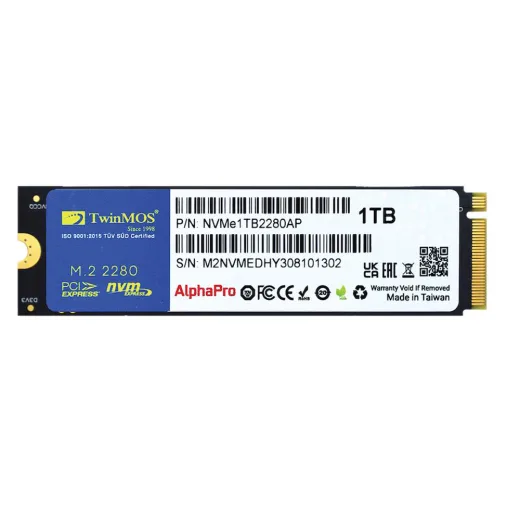 Twinmos 1TB M.2 NVME SSD 3600/3250 (NVME1TB2280AP)