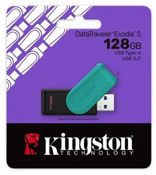 128 GB USB3.2 Kingston Data Traveler Exodia S Siyah/Turkuaz (DTXS/128GB)