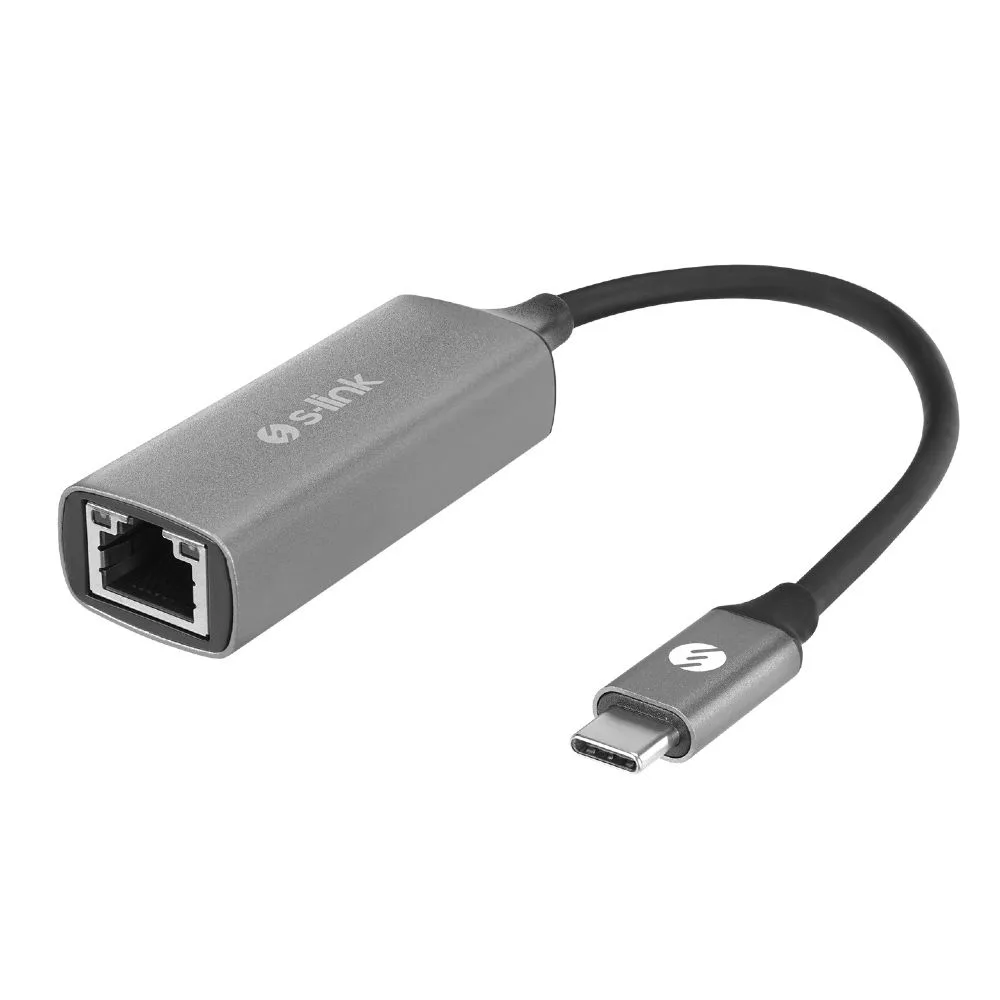 S-Link SW-U336 Gri Metal Type-C TO RJ45 Gigabit 10/100/1000Mbps Adaptör