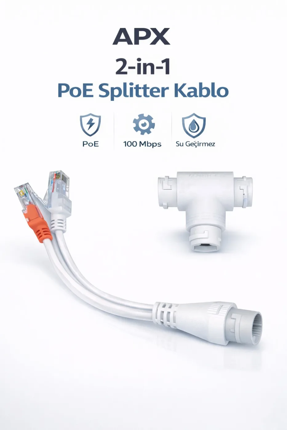 Apronx APX-PT14 2IN1 POE Splitter Kablo POE Ayirici