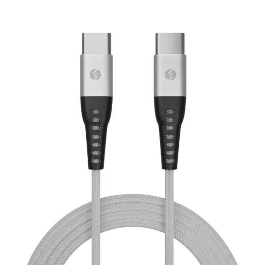 S-Link SL-STM55T 3A Fast Şarj Type-C TO Type-C Silver Data + Şarj Kablosu