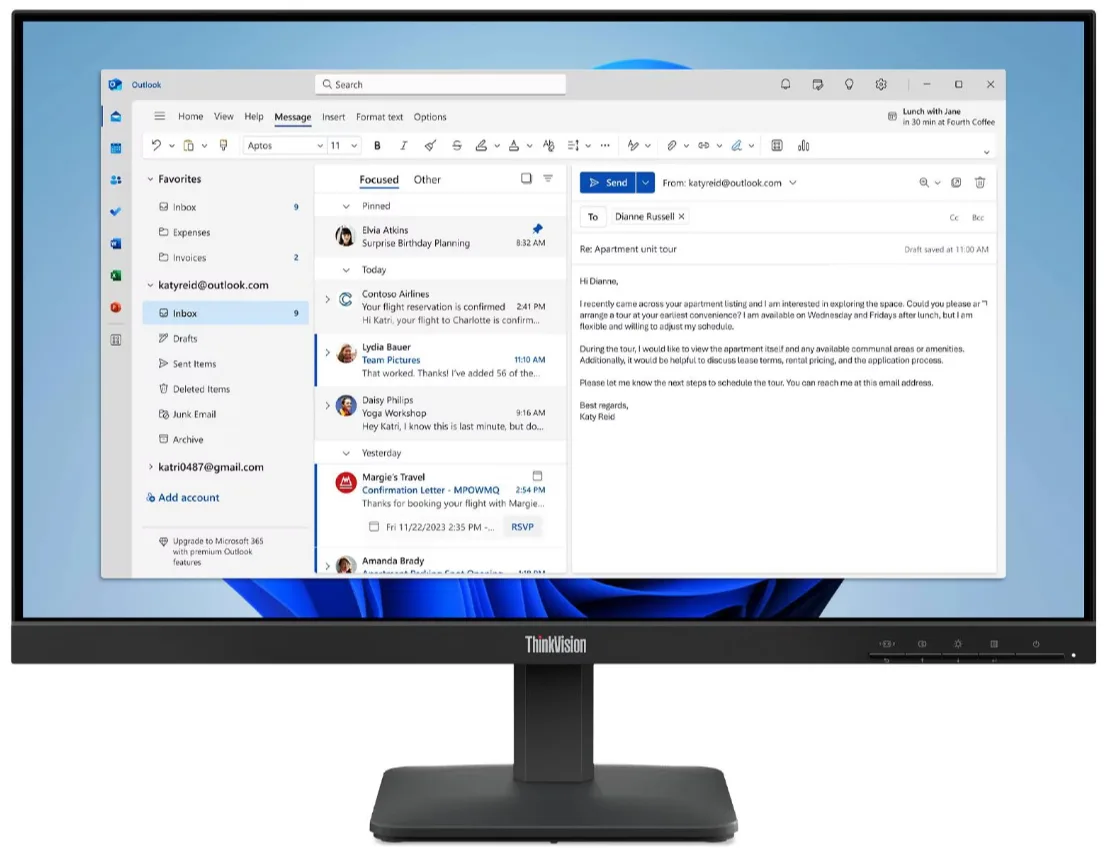 Lenovo S24-4E Thinkvision 64B5KAT1TK 23.8 4MS 100HZ HDMI+VGA Wled Vesa Monitör