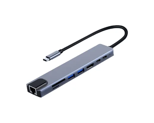Frisby FA-7682C Type-C - 8 IN1 RJ45+TF/SD+HDMI+USB*2+TYPE-C+PD