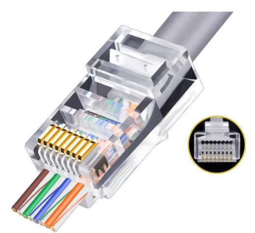 Apronx RJ-45 CAT6 Plastik Jack Yeni Nesil Delikli 8 Pin (100 Adet)