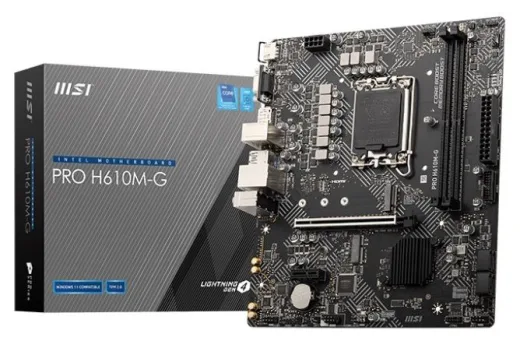 MSI PRO H610M-G DDR5 1700P Ses GLAN DP/HDMI/VGA SATA3 USB3.2 MATX Anakart