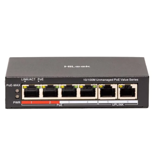 Hikvision-Hilook NS-0106P-45(B) 4X100 Mbps POE Port 2 X 100 Mbps RJ45 Port 45W