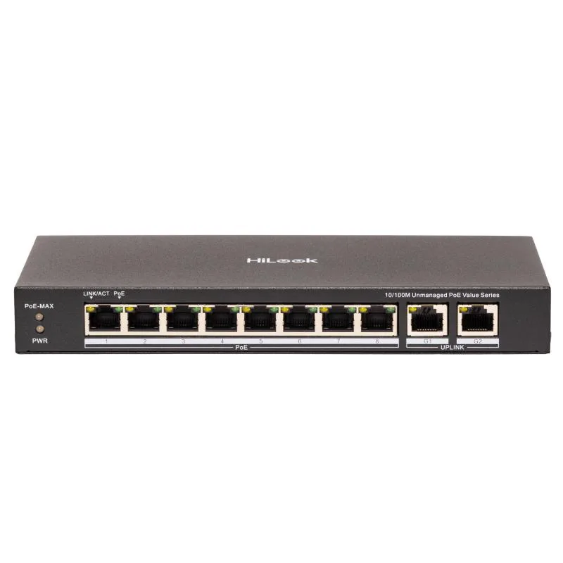 Hikvision-Hilook NS-0310P-80(B) 8X100 Mbps POE Ports, 2 X 1000 Mbps RJ45 Port 80W