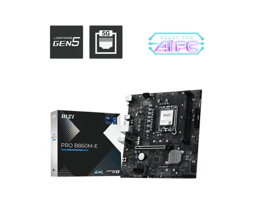 MSI PRO B860M-E Soket 1851 DDR5 9066MHz(OC) 2XM.2 HDMI Display 5G LAN MATX