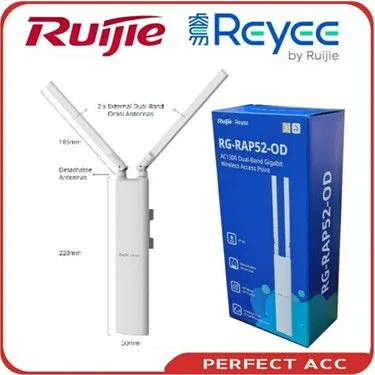 Ruijie Reyee RG-RAP52-OD WIFI 5 AC1300 1PORT Gigabit 2X2 MU-Mimo 2.4/5GHz POE Adaptörsüz Omni