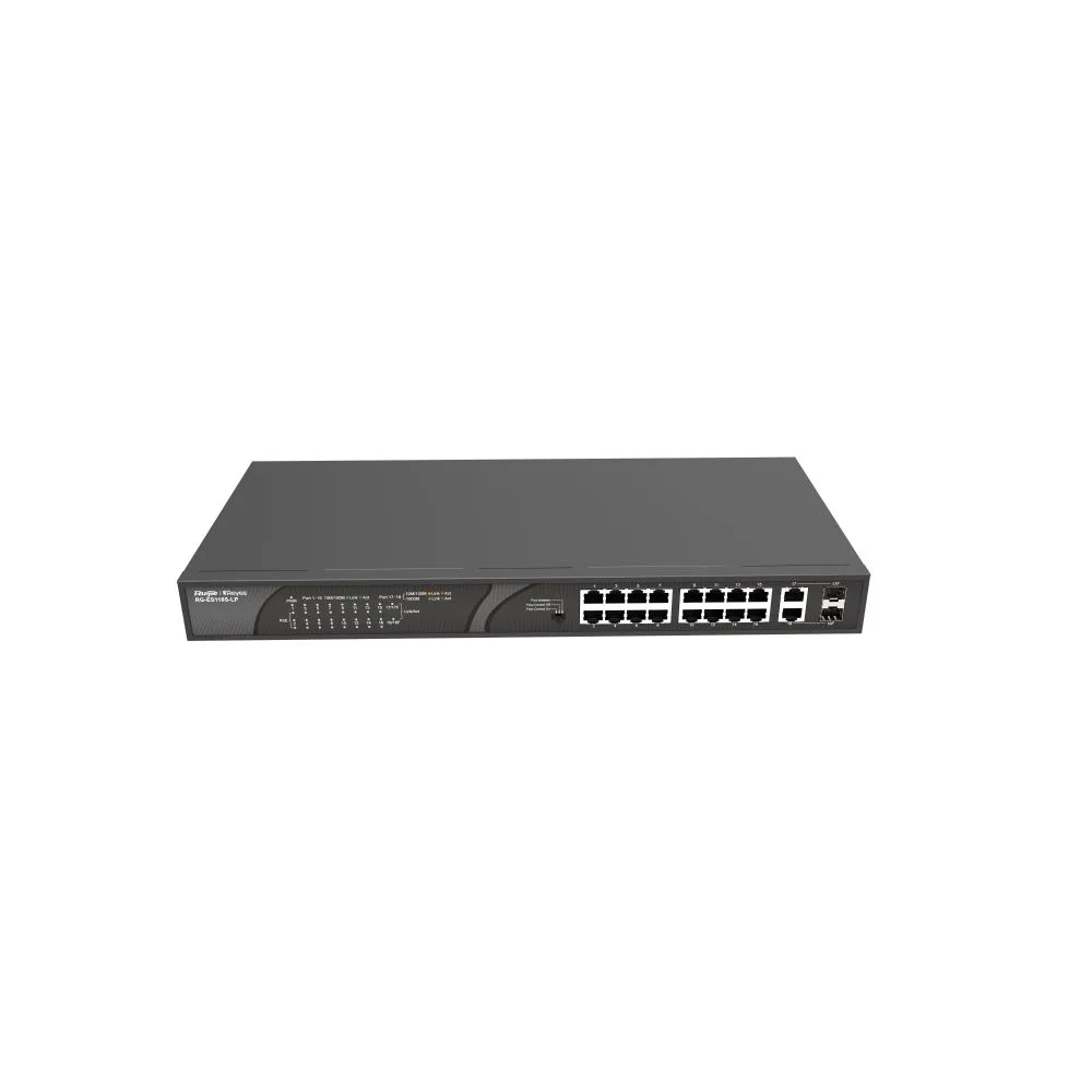 Ruijie Reyee RG-ES118S-LP 16 Port 10/100 2XCOMBO Fiber 16XPOE 120W Yönetilemez Switch
