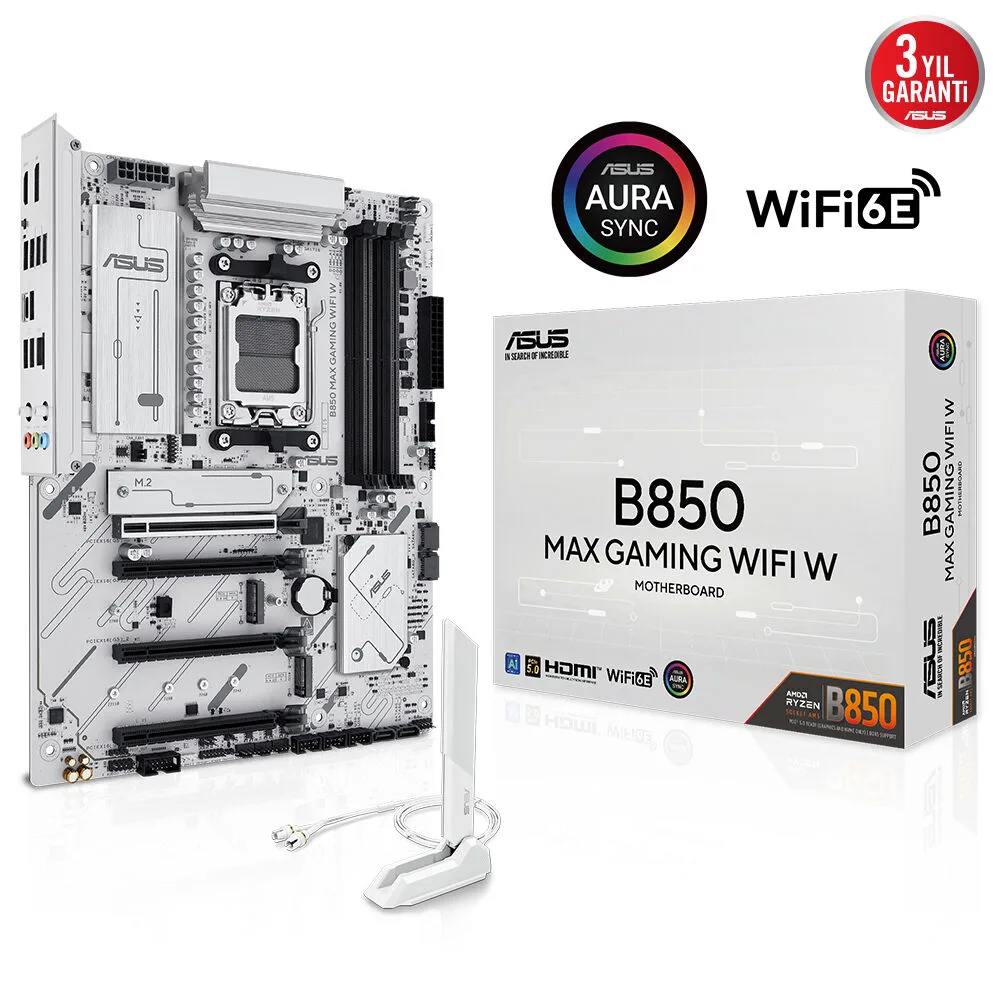 ASUS B850 MAX Gaming WIFI W AM5 DDR5 Ses GLAN DP/HDMI SATA3 USB3.2 ATX Anakart