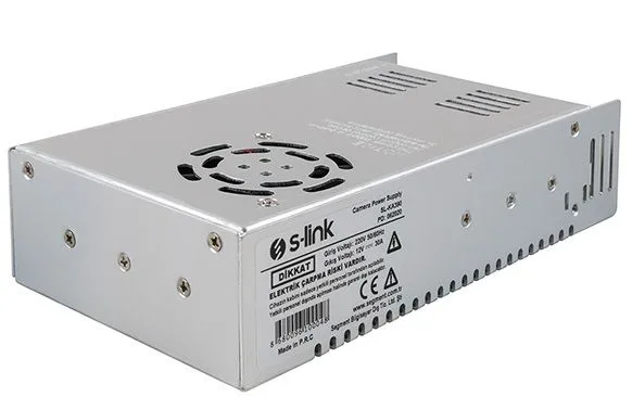 S-Link SL-KA390 12V 30A 380W Metal Kamera Adaptör Güç Kaynağı Power Supply