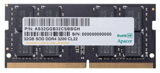 Apacer 32GB (1X32GB) 3200MHz CL22 DDR4 Notebook Sodimm RAM (ES.32G21.PSI)
