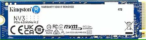 Kingston SNV3S/4TB NV3 4 TB NVME GEN4X4 SSD (Okuma 6000MB / Yazma 5000MB)