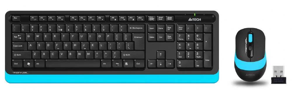 A4 Tech FG1010 2.4G Kablosuz Mavi/Siyah Q FN-MM KLV+Opt. Mouse 2000DPİ