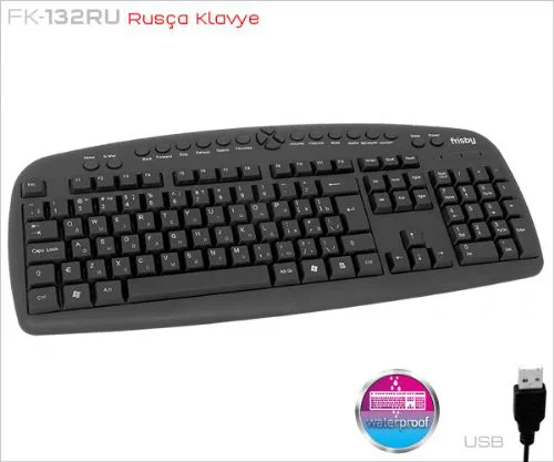 Frisby FK-132RU USB MM Kablolo Rusca Klavye Siyah