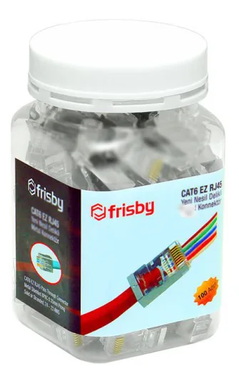 Frisby FNW-RJ4528N EZ RJ-45 Cat 6 Yeni Nesil Delikli Konnektör 100LÜ Kutu
