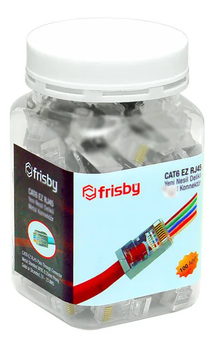 Frisby FNW-RJ4528N EZ RJ-45 Cat 6 Yeni Nesil Delikli Konnektör 100LÜ Kutu