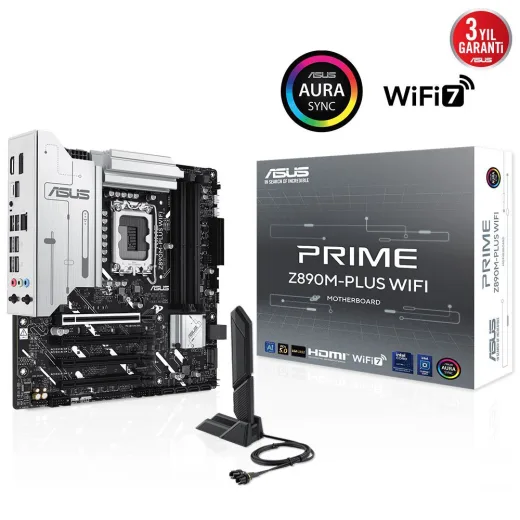 ASUS Prime Z890M-PLUS WIFI 1851P DDR5 Ses GLAN DP/HDMI/Type-C SATA3 USB3.2 MATX Anakart