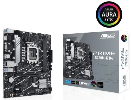 ASUS Prime B760M-K D4 1700P DDR4 Ses GLAN HDMI/VGA SATA3 USB3.2 2XM.2 Smatx Anakart