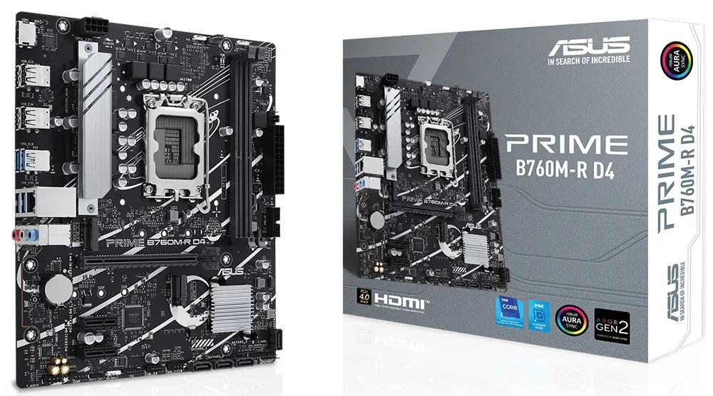 ASUS Prime B760M-R-D4 1700P DDR4 Ses GLAN HDMI SATA3 USB2.0 MATX Anakart