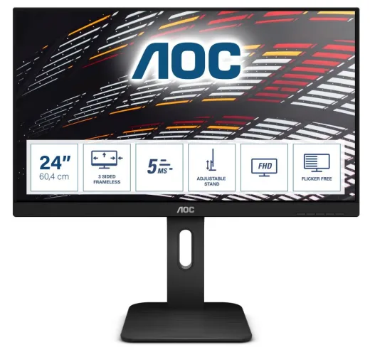 AOC 24P1 23.8 inç FHD IPS 4MS 60HZ HDMI/DP/DVI/VGA 4XUSB3.0 2X2W Hoparlör (Yükseklik