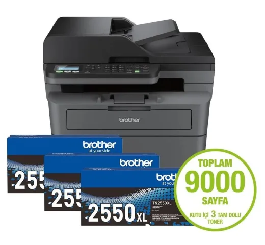 Brother MFC-L2806DW-3T 34PPM A4 Mono Laser Yaz/Tar/Fot/Fax Dub Net WIFI (3 AD. Tonerli)