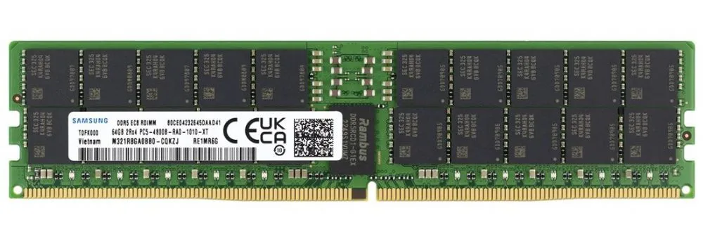 Samsung M321R8GA0BB0-CQKZJ 64GB 4800MHz DDR5 Rdimm Bellek