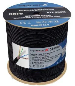 Apronx IPX-CAT6ODBK Siyah CAT6 305M 23AWG UTP Dış Ortam Kablo