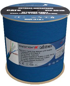 Apronx IPX-CAT6ODMK Mavi CAT6 305M 23AWG UTP Dış Ortam Kablo