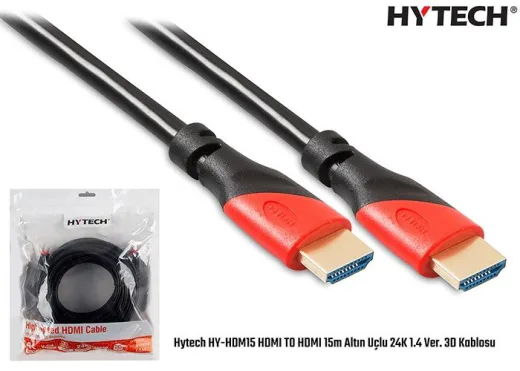 Hytech HY-HDM15 15M V1.4 HDMI TO HDMI Altın Uçlu 24K 3D Kablosu